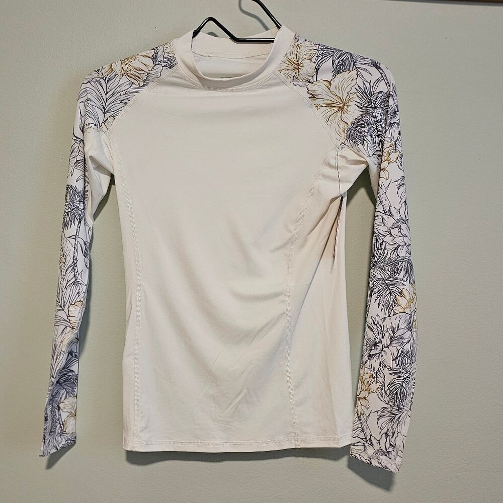 **NWT** Women's White and Floral Rashguard, Small